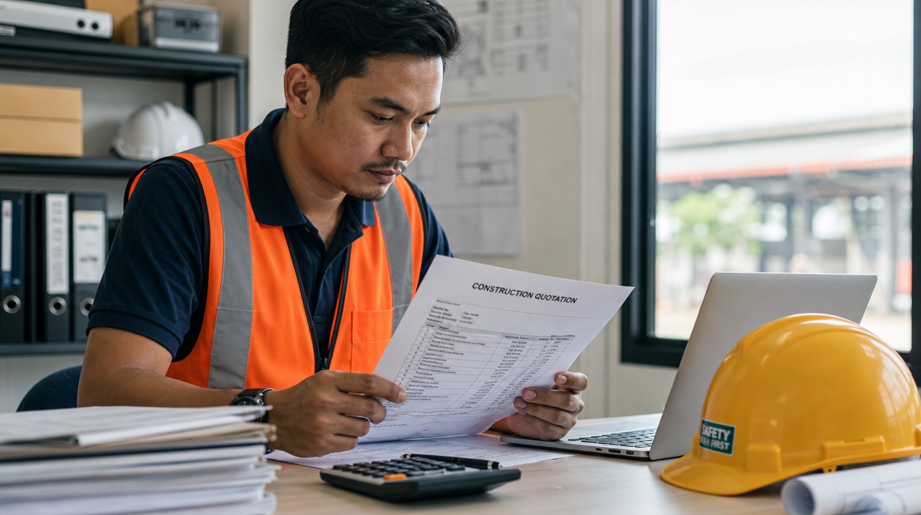 Contractor reviewing a construction quotation